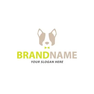 Creative dog and bow tie logo design vector Stock Illustration