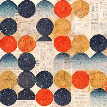 Creative doodle art abstract pattern on paper with circles and textures. Stock Illustration