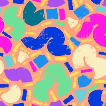 Creative doodle art seamless pattern with different shapes and textures. Bo.. Illustrazione stock