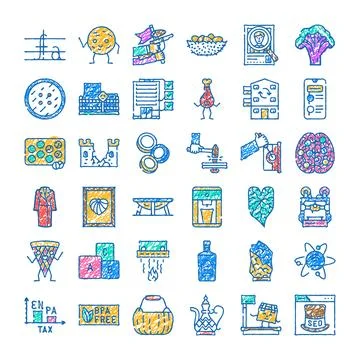 Creative doodle hand drawn general concepts set Stock Illustration
