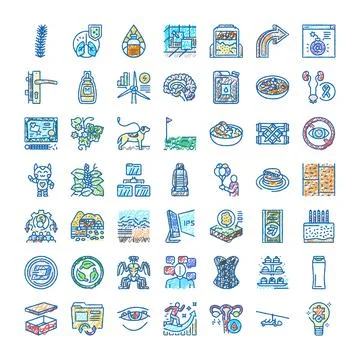 Creative doodle icons collection hand drawn concept symbols Stock Illustration