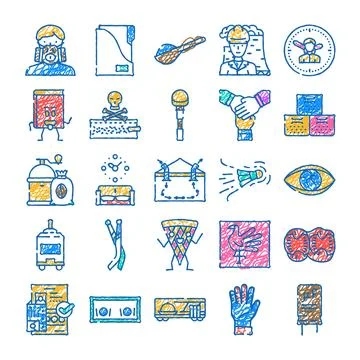 Creative doodle icons set with various concepts Stock Illustration
