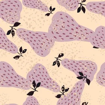 Creative doodle pears seamless pattern in light background. Fruit wallpaper. 스톡 일러스트