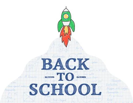 Creative doodle rocket launch illustration with back to school inscription. 스톡 일러스트