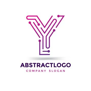Creative dots logo of Y letter, Y logotype digital technology lines vector. Stock Illustration