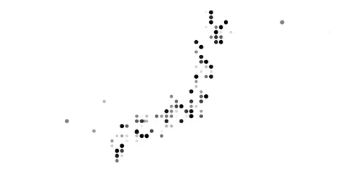 Creative Dots Soaring to Shape Japan Outline Generative Art Stock Footage 316462974