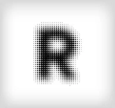 Creative dotted letter R design. Stock Illustration