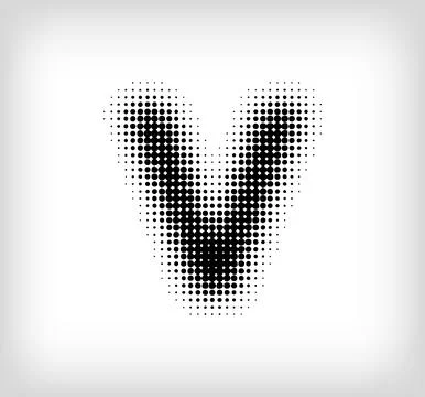 Creative dotted letter V design. Stock Illustration