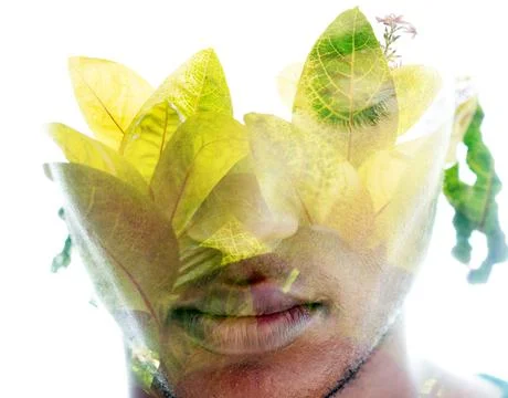 Creative double exposure portrait of a black man Foto stock