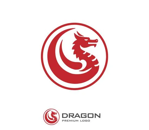 Creative dragon in circle logo design Stock Illustration
