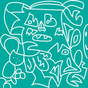 Creative drawing girl lost in the woods Stock Illustration