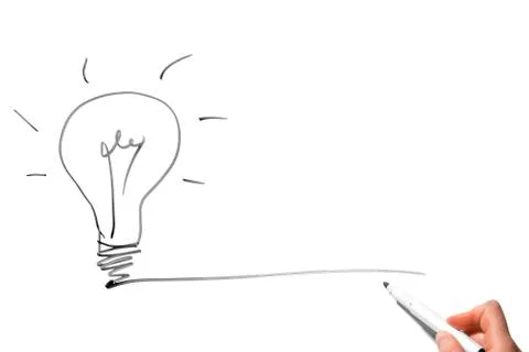 Creative drawing a marker - light bulb symbolizes an idea Stock Photos