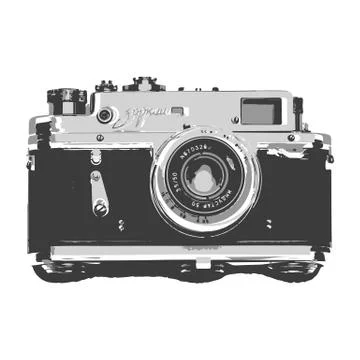 Creative drawing retro camera. Illustrazione stock