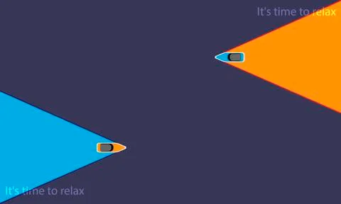 Creative drawing talking about the need to relax. Two ships sailing in differ Stock Illustration