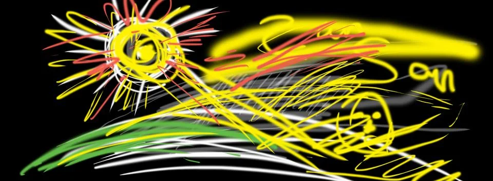 Creative drawing. turned on the sun. rays shines winter spring summer autumn Stock Illustration