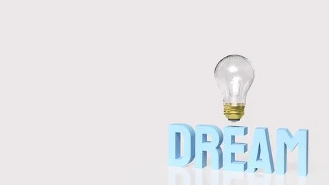 Creative Dream and Inspiration Concept with Floating Light Bulb 3d render. Stock Illustration