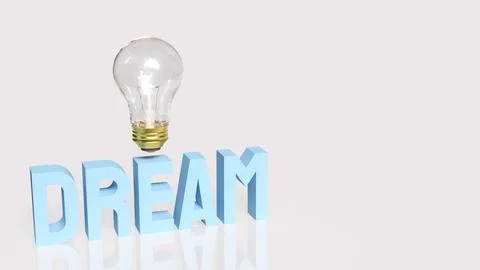 Creative Dream and Inspiration Concept with Floating Light Bulb 3d render. Stock Illustration