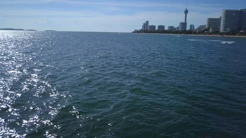 Creative Drone View of Jet Ski in Bangkok sea Stock Footage 122829271