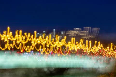 Creative dynamic background with lights captured in motion with long exposure Stock-Fotos