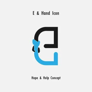 Creative E- alphabet icon abstract and hands icon design vector template.Busi Stock Illustration