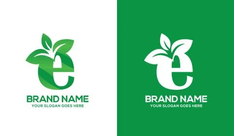 Creative E Alphabet Nature Logo Design Concept Illustrazione stock