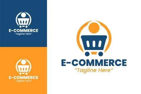 Creative E-Commerce Logo in Blue and Yellow 스톡 일러스트