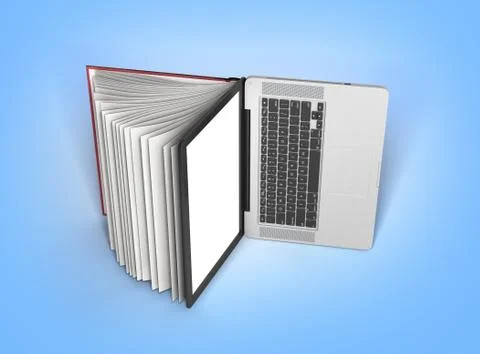 Creative E-learning Concept Book and Laptop 3d render 스톡 일러스트