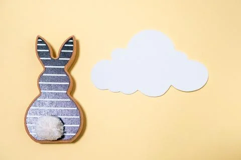Creative Easter Celebration Decor Featuring Bunny and Cloud Stock Photos