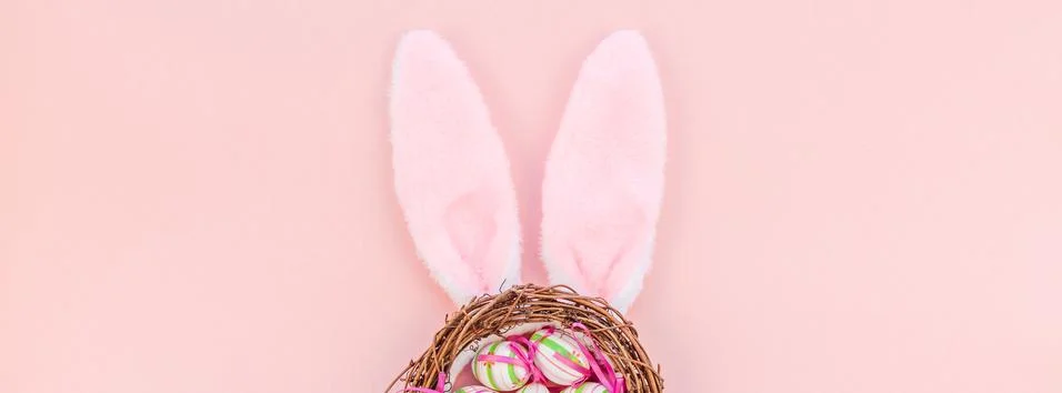 Creative Easter flat lay composition 스톡 사진