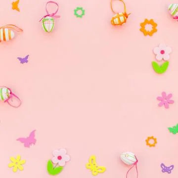 Creative Easter flat lay composition Stock Photos