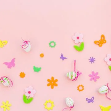 Creative Easter flat lay composition Stock Photos