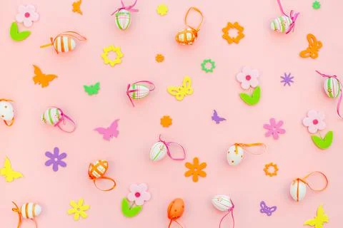 Creative Easter flat lay composition Stock Photos