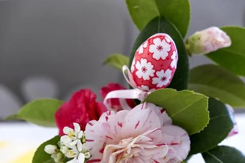 Creative Easter holiday concept. Minimal greeting card with copy space for text. Stock Photos