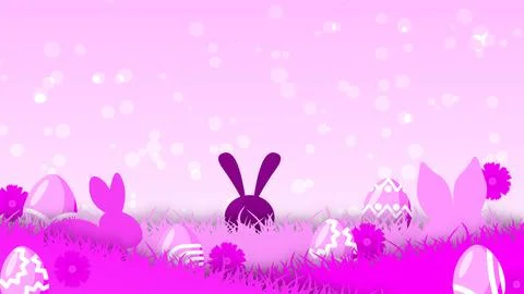 Creative Easter illustration using colorful grass, eggs, flowers and bunny 스톡 일러스트