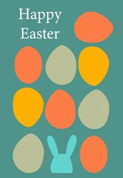 Creative easter poster design with colorful eggs and bunny motif Illustrazione stock