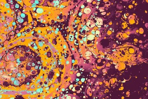 Creative ebru maarbling background texture  with abstract paint. Stock Photos