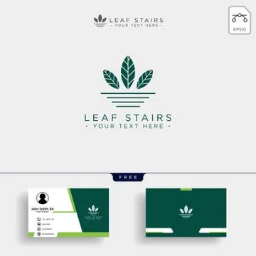 Creative eco logo with green leafs and stairs Illustrazione stock