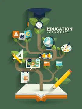 Creative education concept flat design Stock Illustration