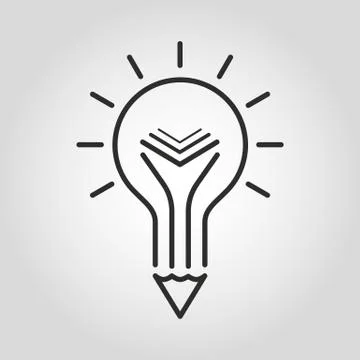 Creative education icon. Light bulb pencil and book symbol. Stock Illustration