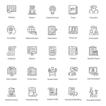 Creative Education Line Vectors Pack Stock Illustration