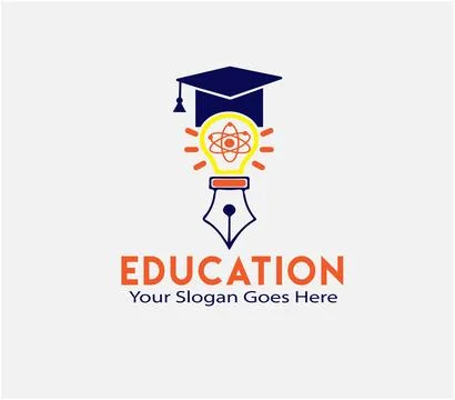 Creative Education Logo - Abstract Graduation Cap Lightbulb Atom Pen School Icon Stock Illustration