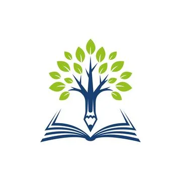 Creative Education Tree Logo Design with Open Book Stock Illustration