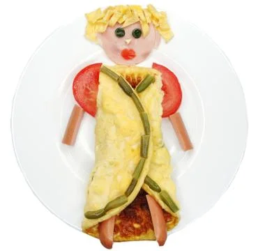 Creative egg breakfast for child face form Foto stock