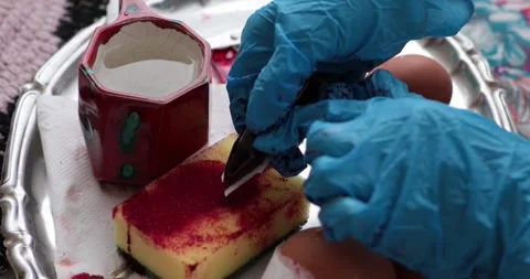 Creative egg painting process shows unique Easter eggs with detailed steps using Stock Footage 306067515
