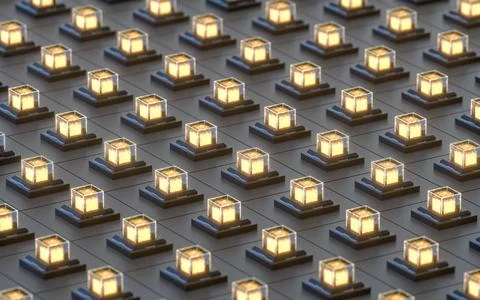 Creative electronics crystals cubes, 3d rendering. Stockillustratie