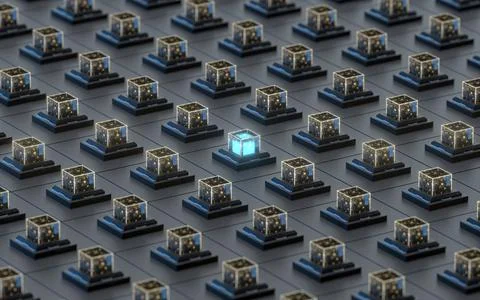 Creative electronics crystals cubes, 3d rendering. イラスト素材