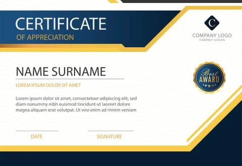 Creative elegance multipurpose professional certificate template design Stock Illustration