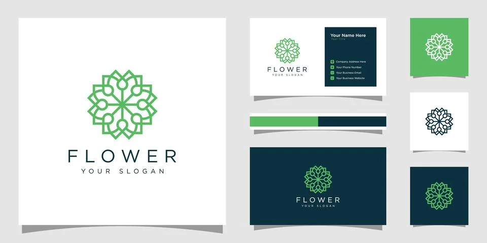 Creative elegant flower with leaf element logo and business card. logo for be Stock Illustration