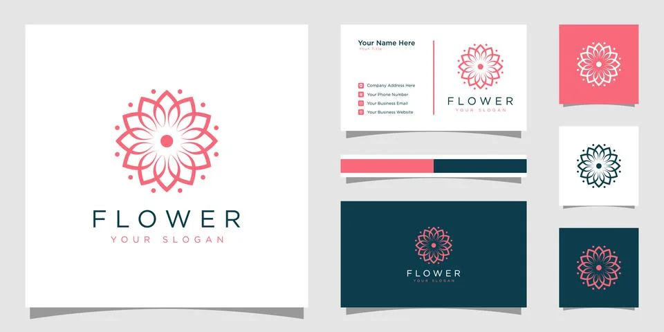 Creative elegant flower with leaf element logo and business card. logo for be Stock Illustration