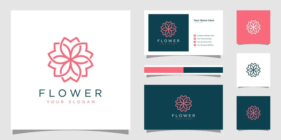 Creative elegant flower with leaf element logo and business card. logo for be Stock Illustration